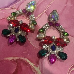 Multicolor Crystal Statement Earrings